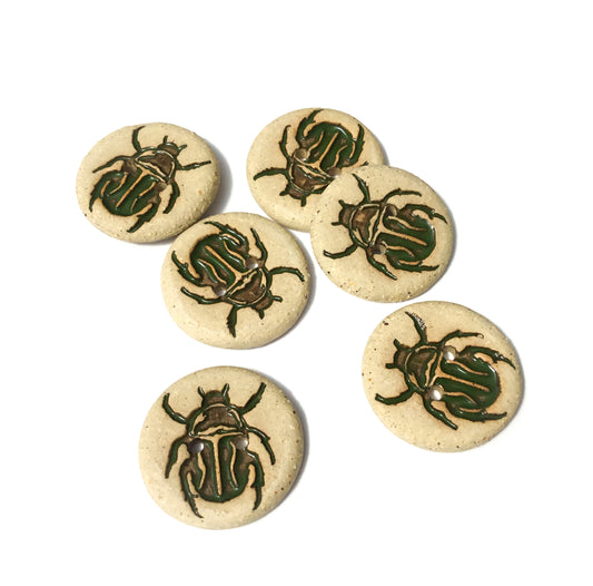 Stoneware Scarab Beetle Buttons 7/8"