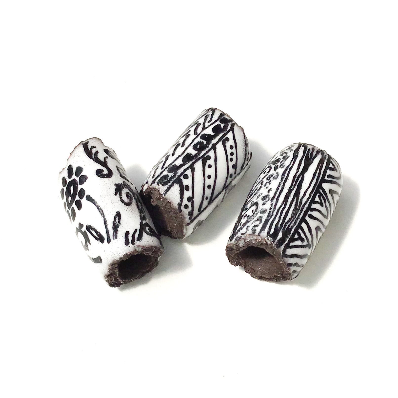Black Clay Beads with Handpainted Detail - Black and White Beads - Set –  Haulin' Hoof Farm Store
