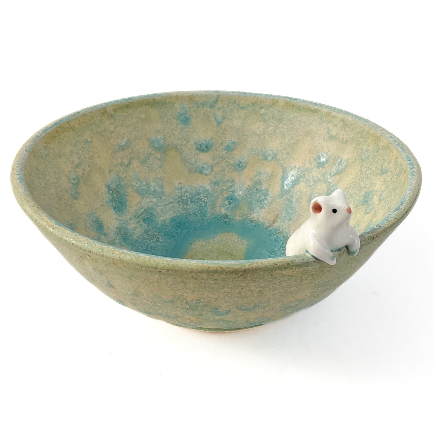 Mouse Hand Sculpted Stoneware Bowl for Decoration