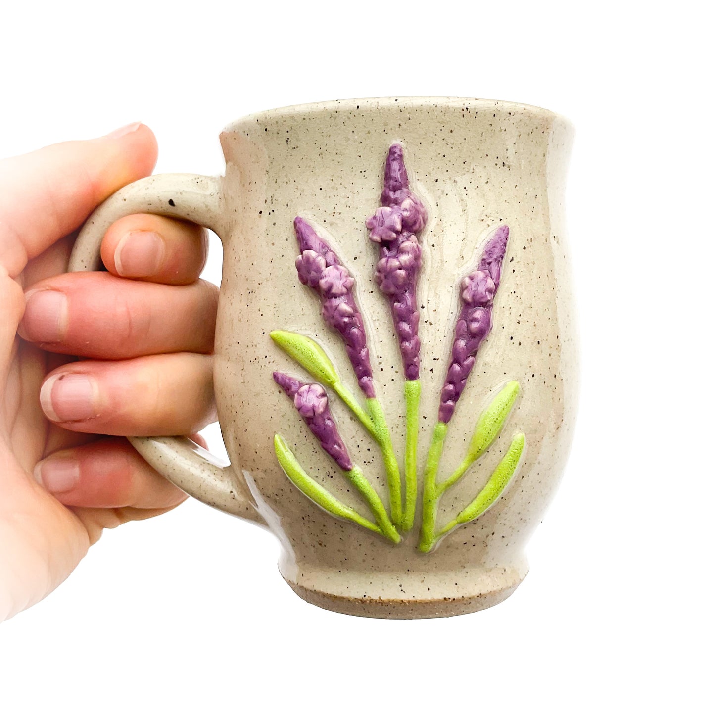Lavender Hand Sculpted Stoneware Mug 10 oz