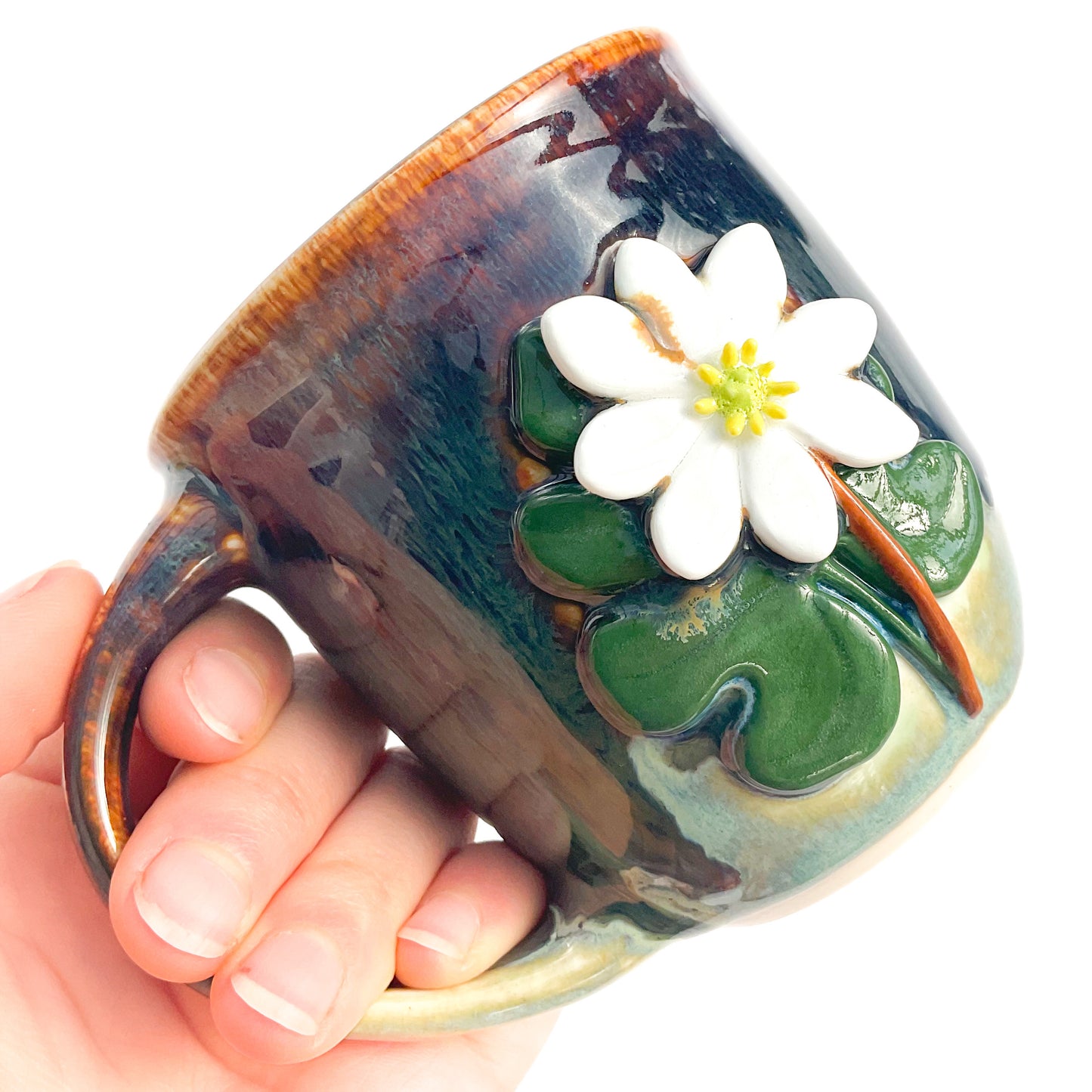 Bloodroot Hand Sculpted Porcelain Mug 9 oz