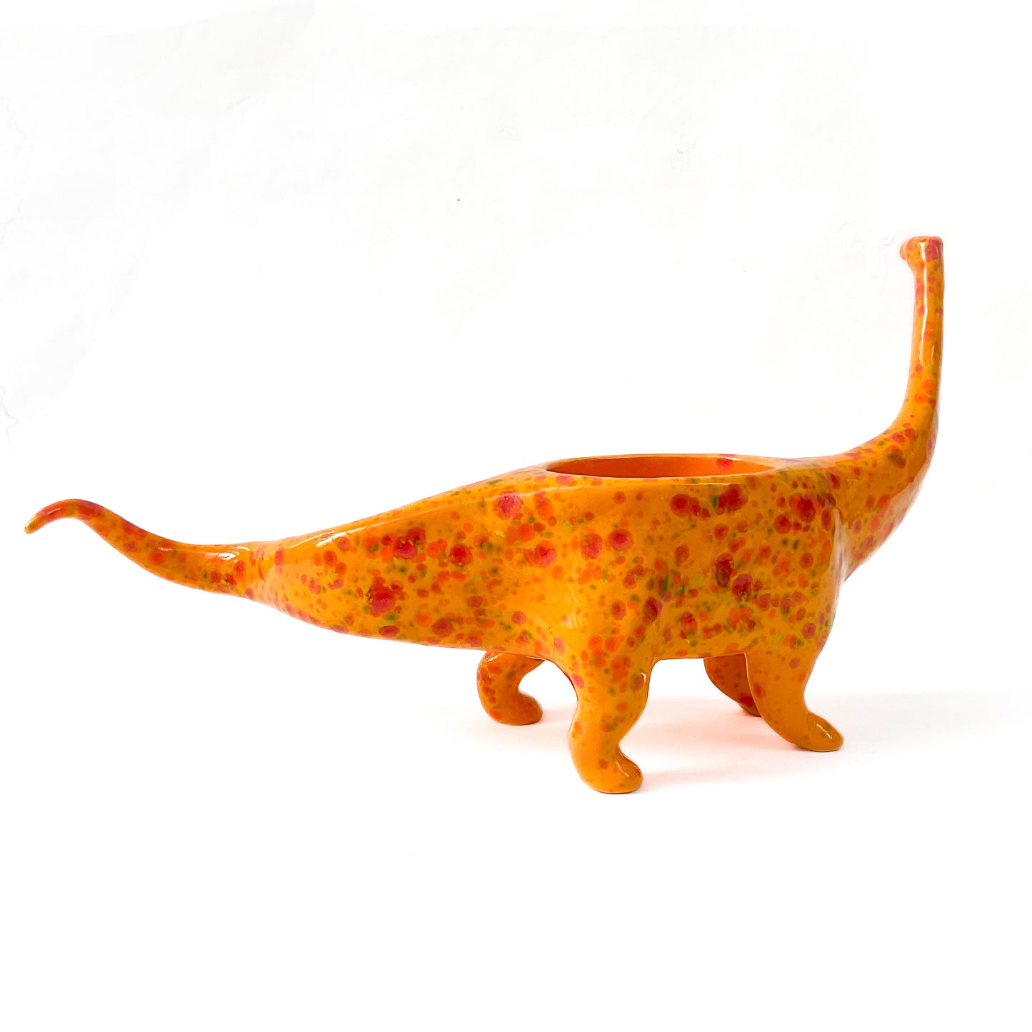 Orange Diplodocus Dinosaur Planter