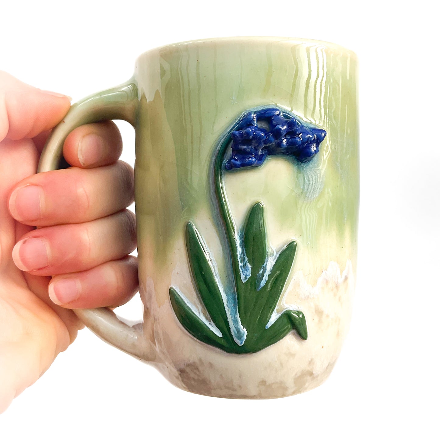 Common Bluebell Hand Sculpted Porcelain Mug 10 oz