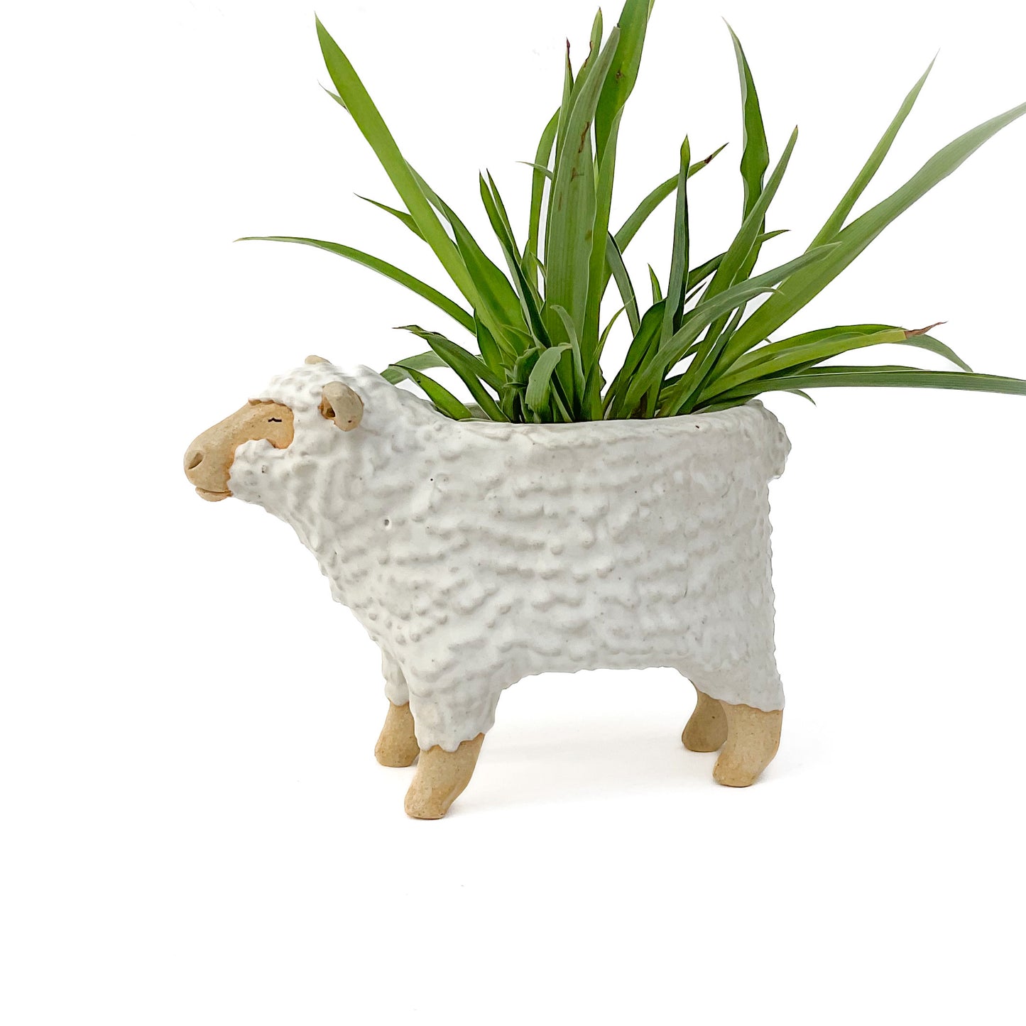 Stoneware Sheep Pot - Ceramic Sheep Planter