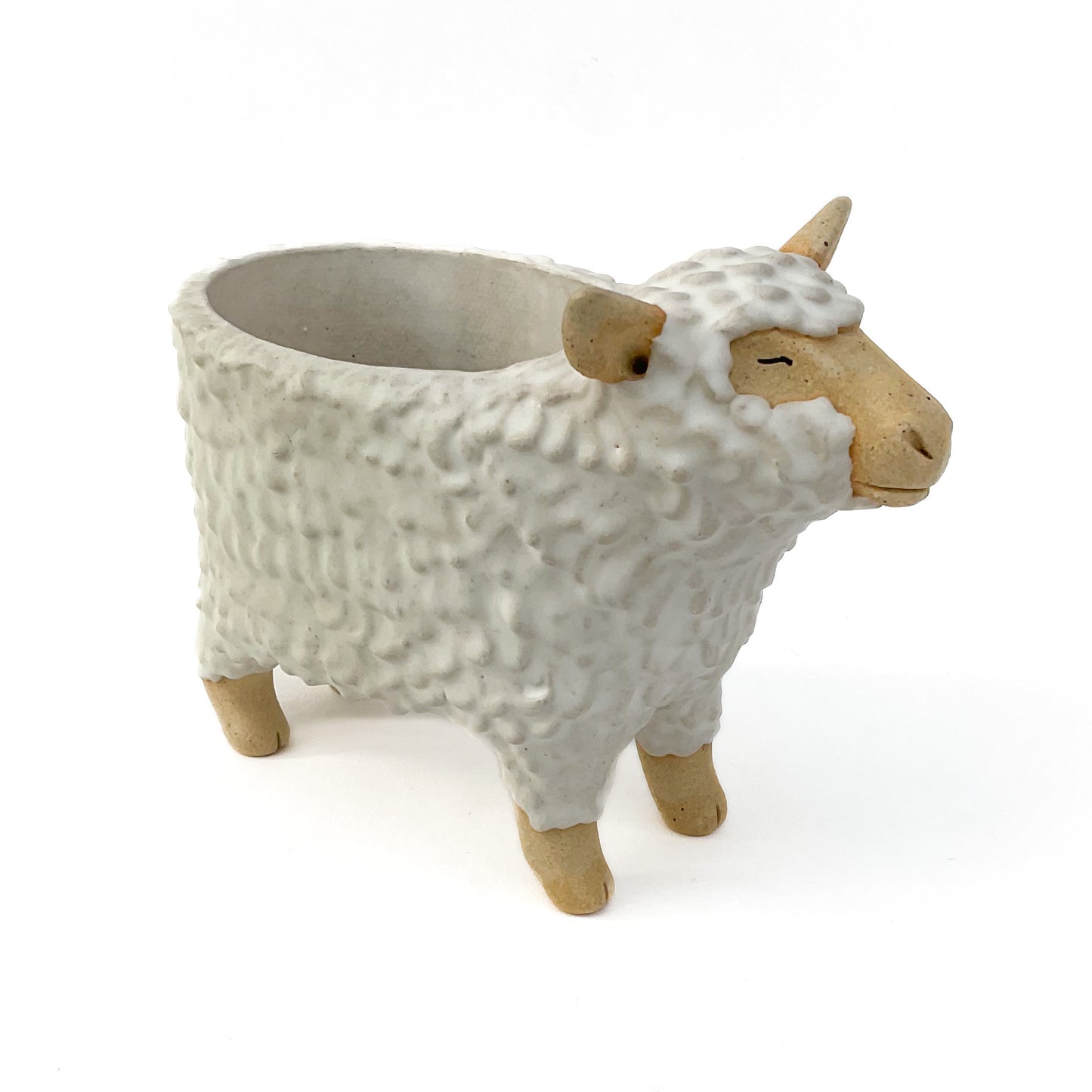 Stoneware Sheep Pot - Ceramic Sheep Planter