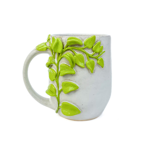 Pothos Hand Sculpted Stoneware Mug 12 oz