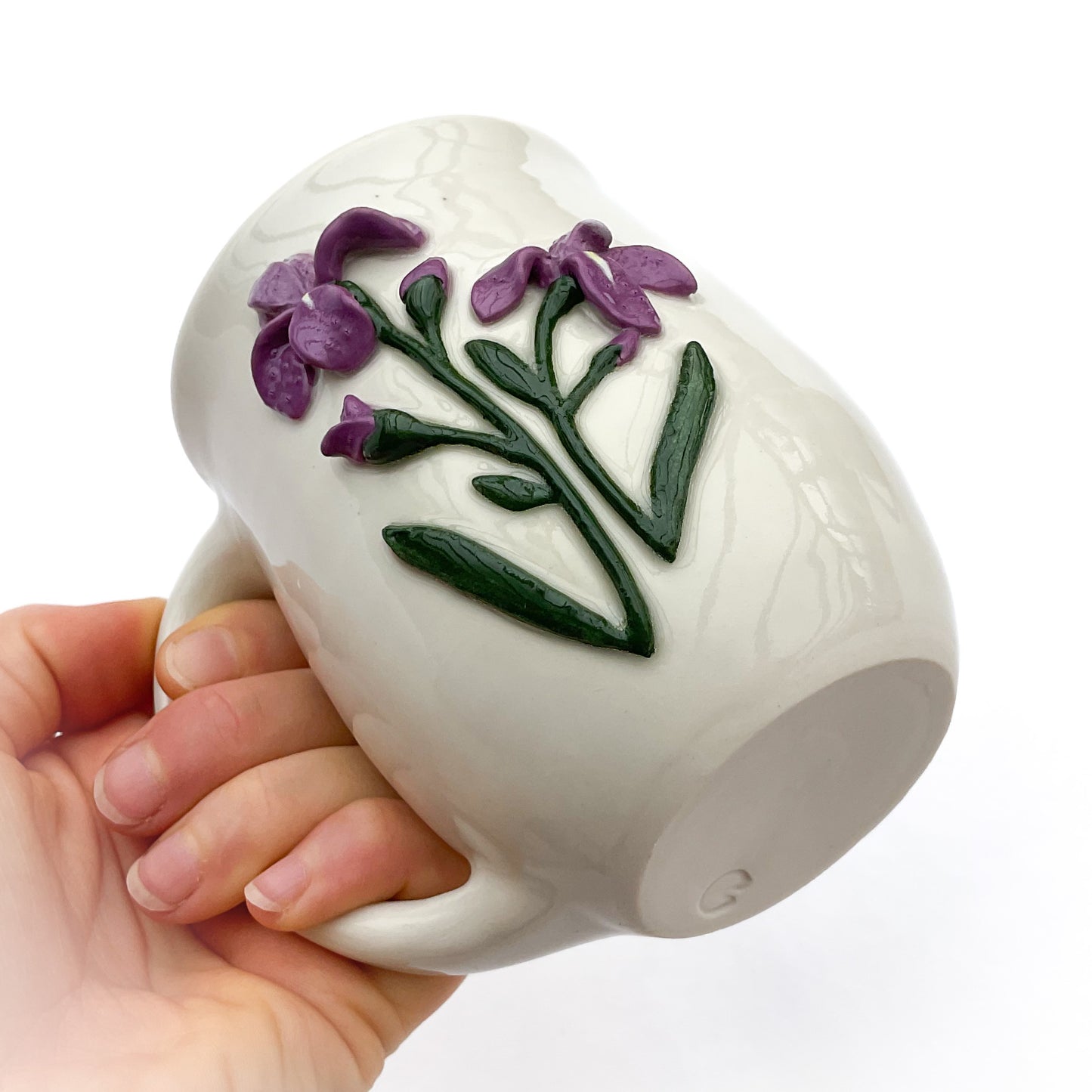 Iris Hand Sculpted Porcelain Mug 11 oz