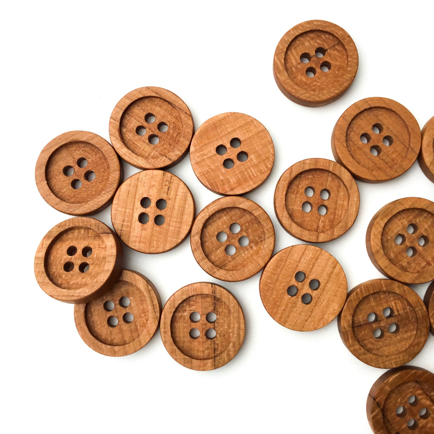 Four Hole Inset Button - Cherry Wood  1"