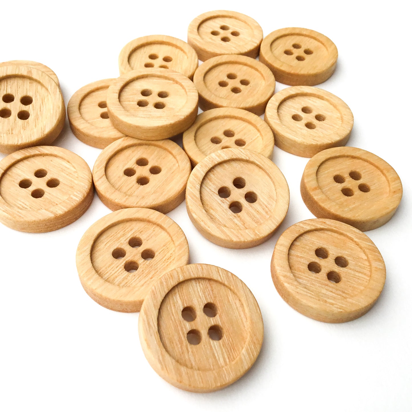 Four Hole Inset Button - Ash Wood  1"