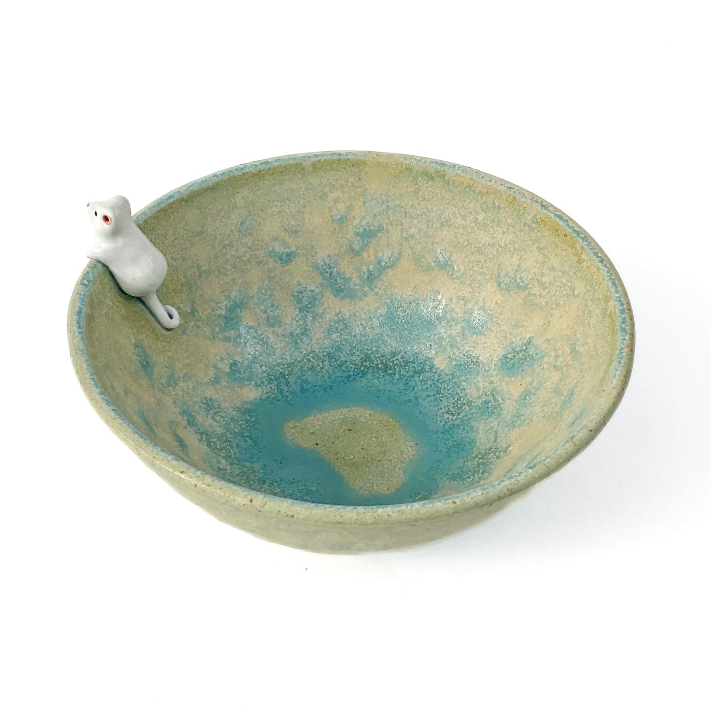 Mouse Hand Sculpted Stoneware Bowl for Decoration