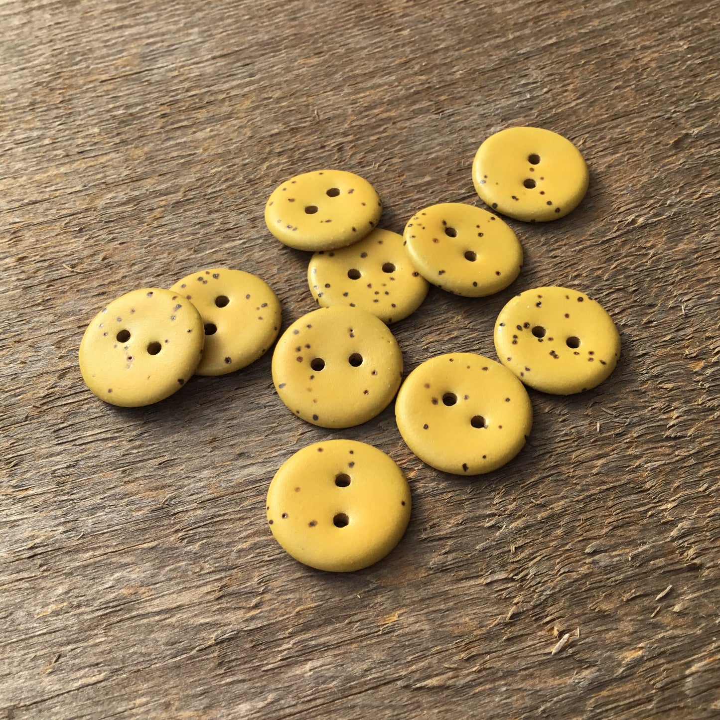 Matte Golden Yellow Fleck Stoneware Buttons - 3/4"