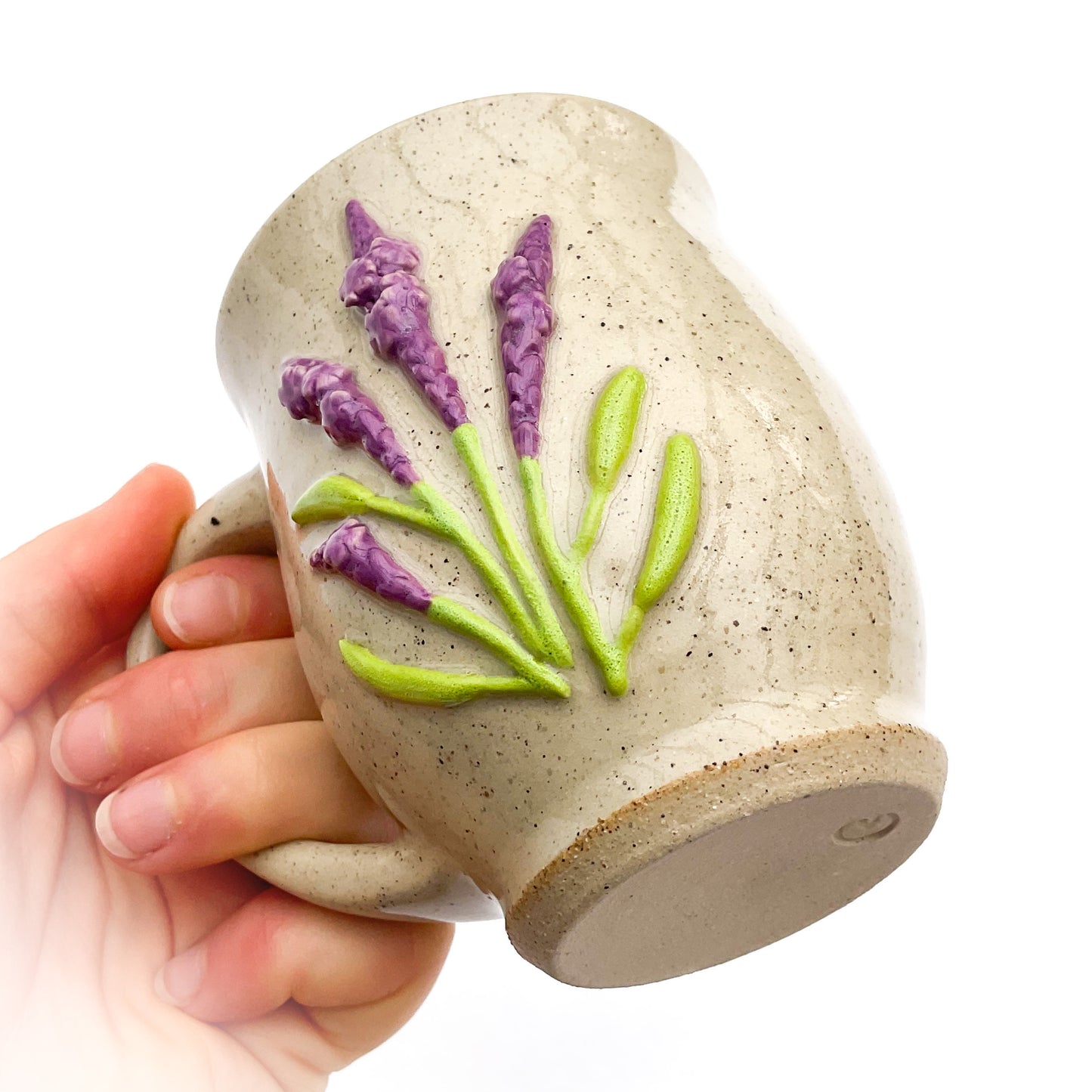 Lavender Hand Sculpted Stoneware Mug 10 oz