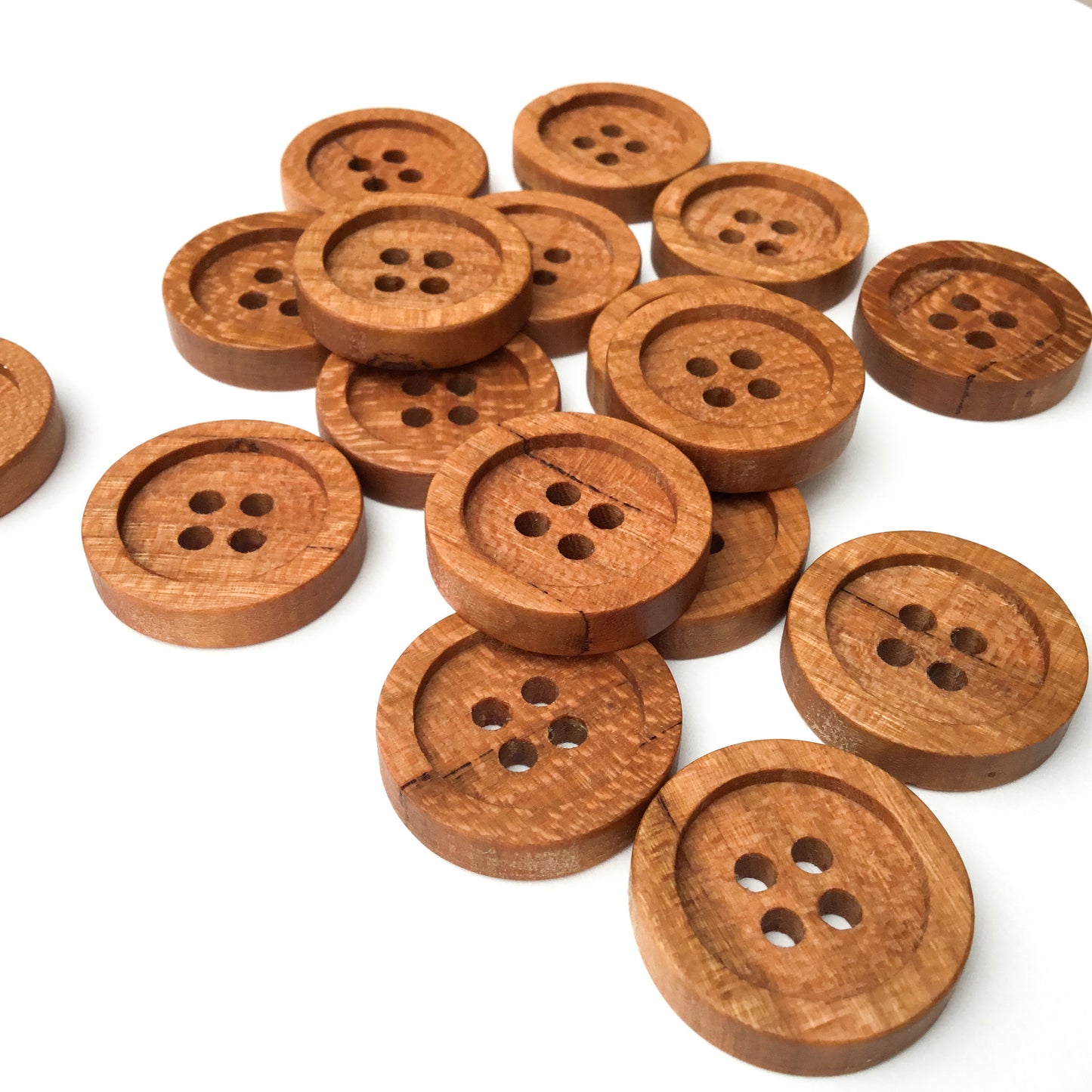 Four Hole Inset Button - Cherry Wood  1"