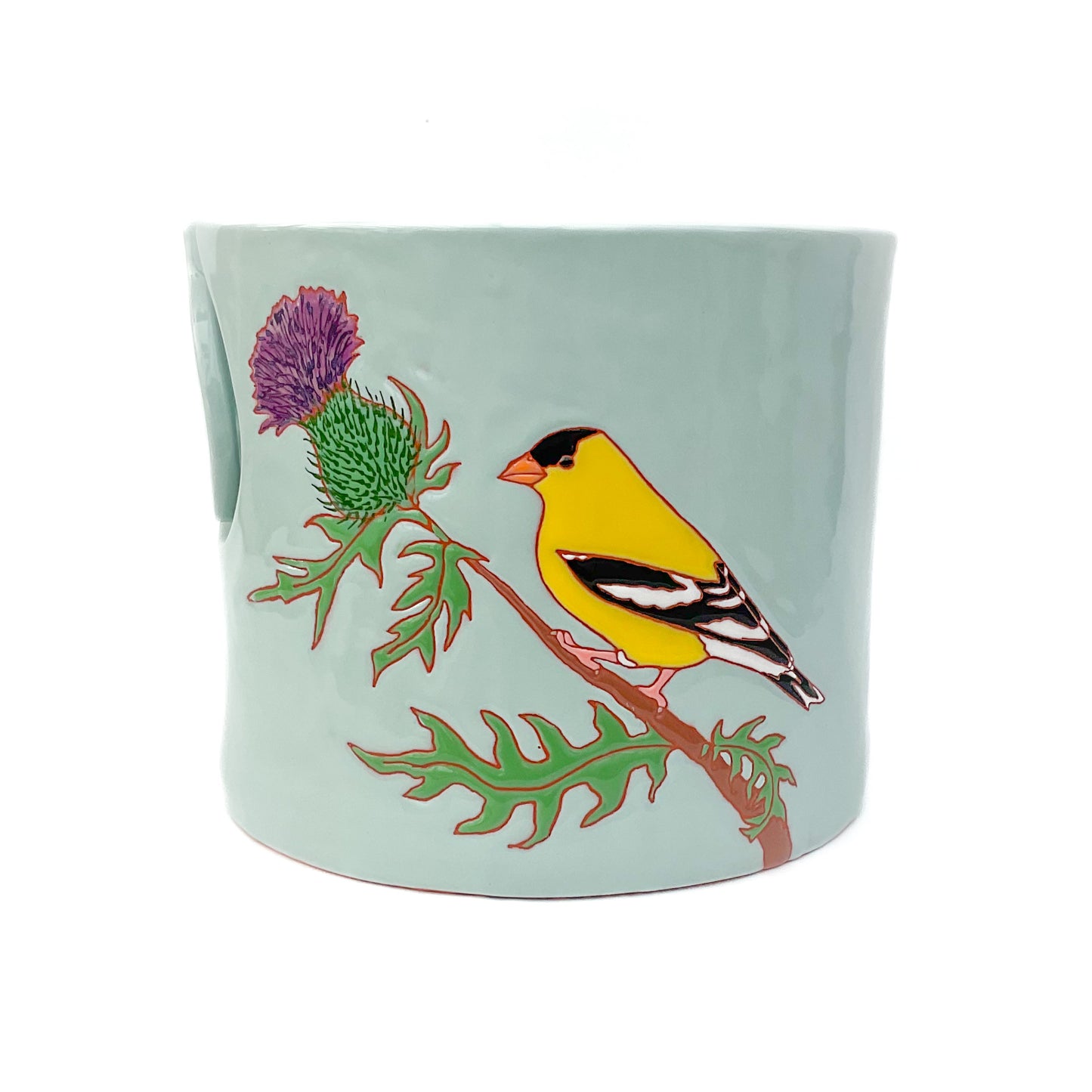 Gold Finch Yarn Bowl - Ceramic Yarn Bowl