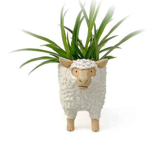 Stoneware Sheep Pot - Ceramic Sheep Planter