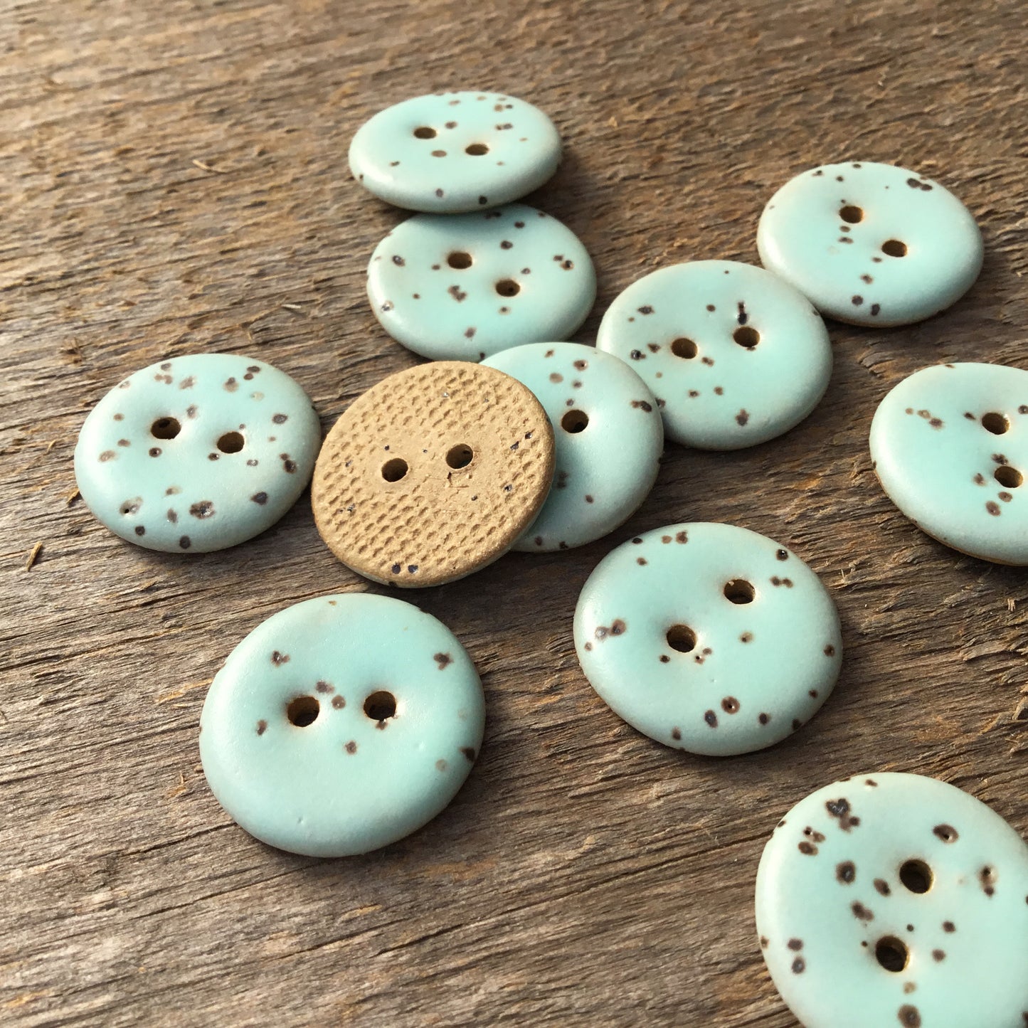 Matte Aqua Fleck Stoneware Buttons - 3/4"