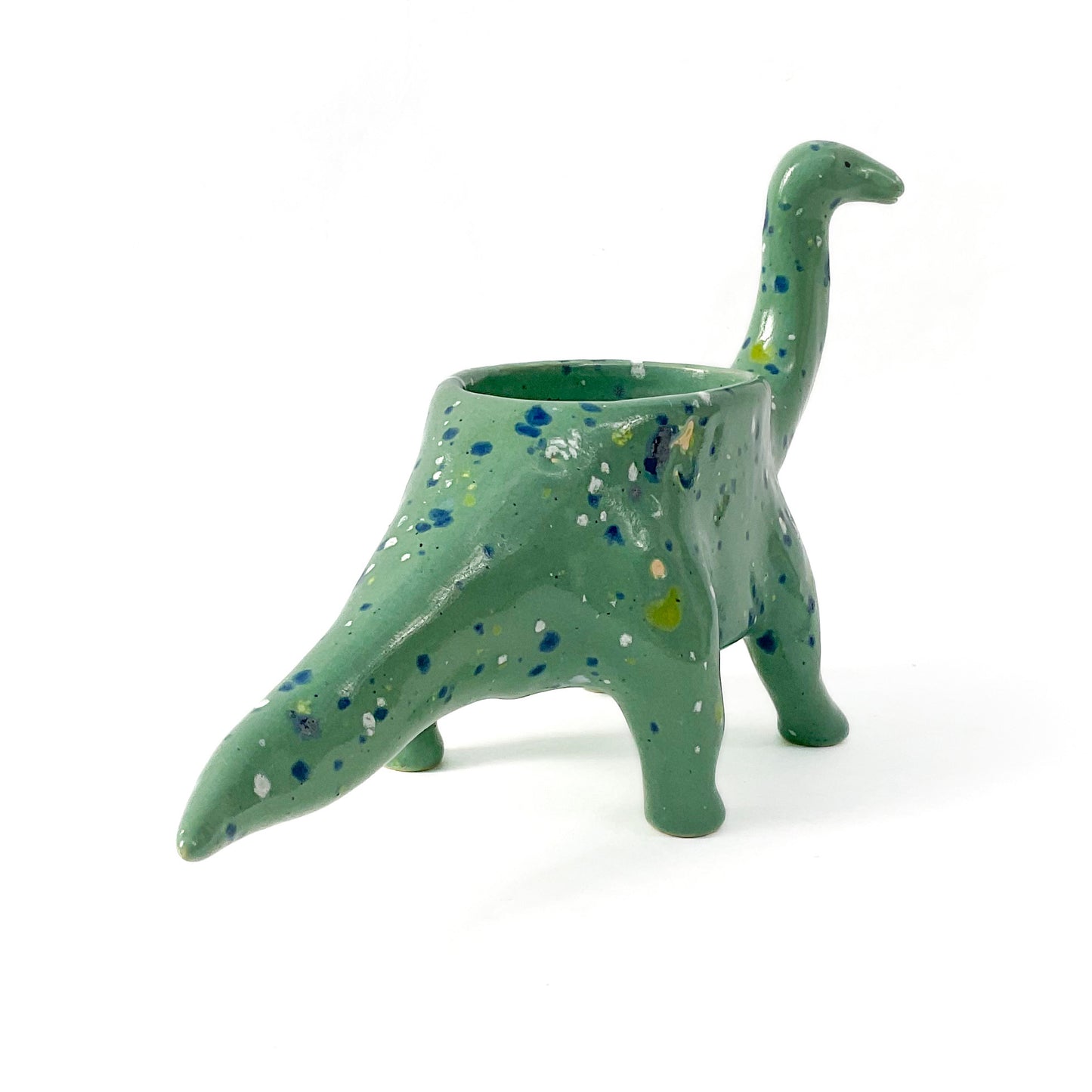 Blue Green Brontosaurus Dinosaur Planter