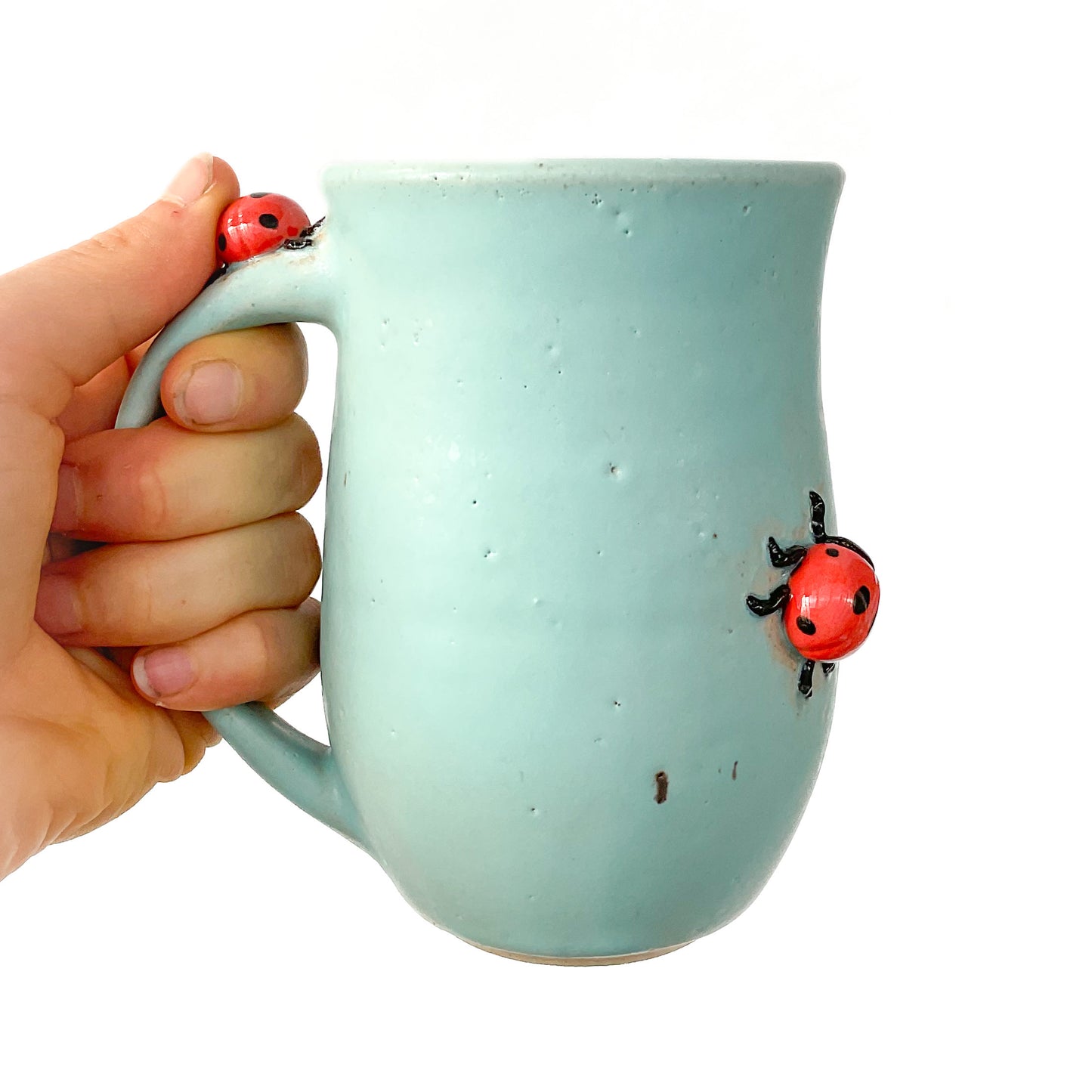 Stoneware Ladybug Mug - 15 ounce Ceramic Mug