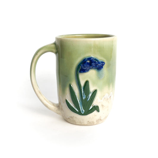 Common Bluebell Hand Sculpted Porcelain Mug 10 oz