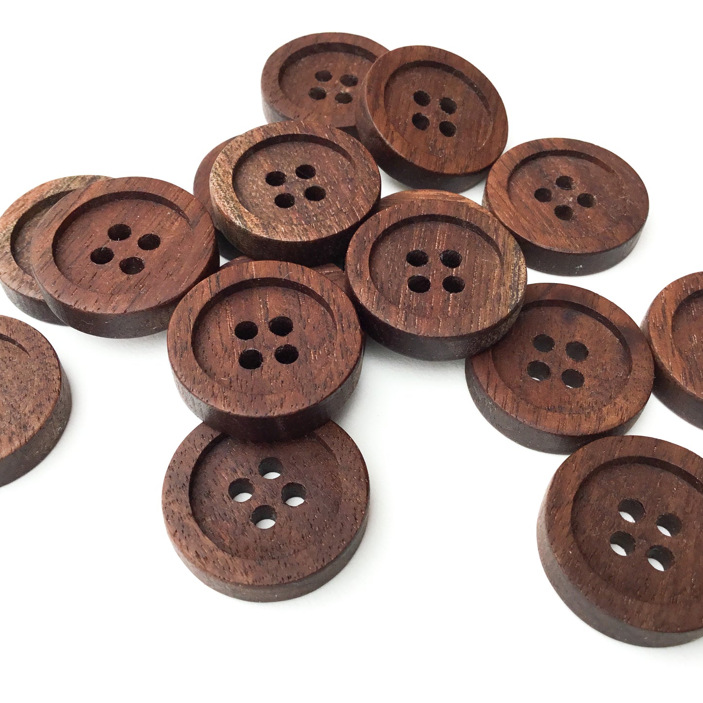 Four Hole Inset Button - Black Walnut Wood  1"