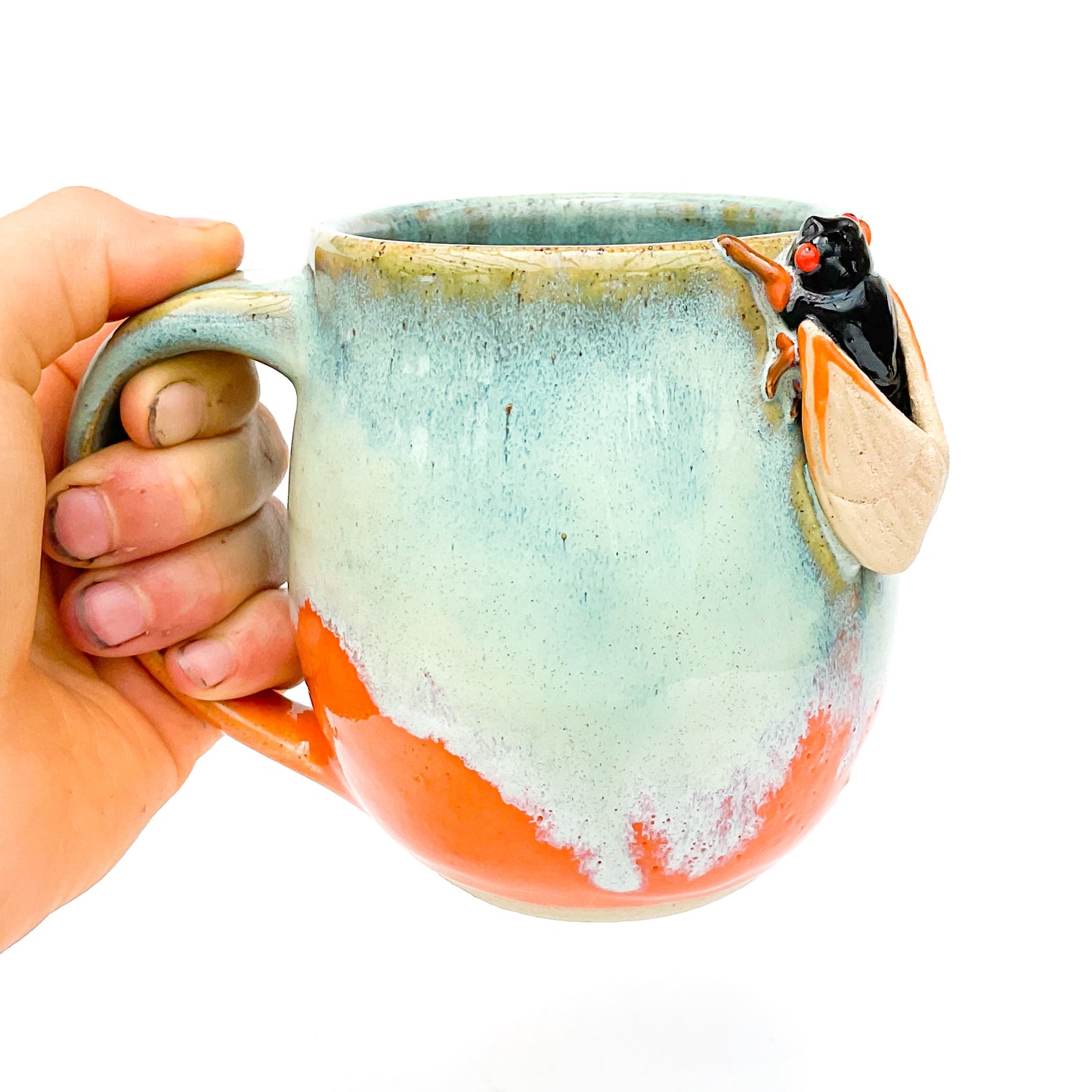 Cicada Mug - Orange & Turquoise 16 oz