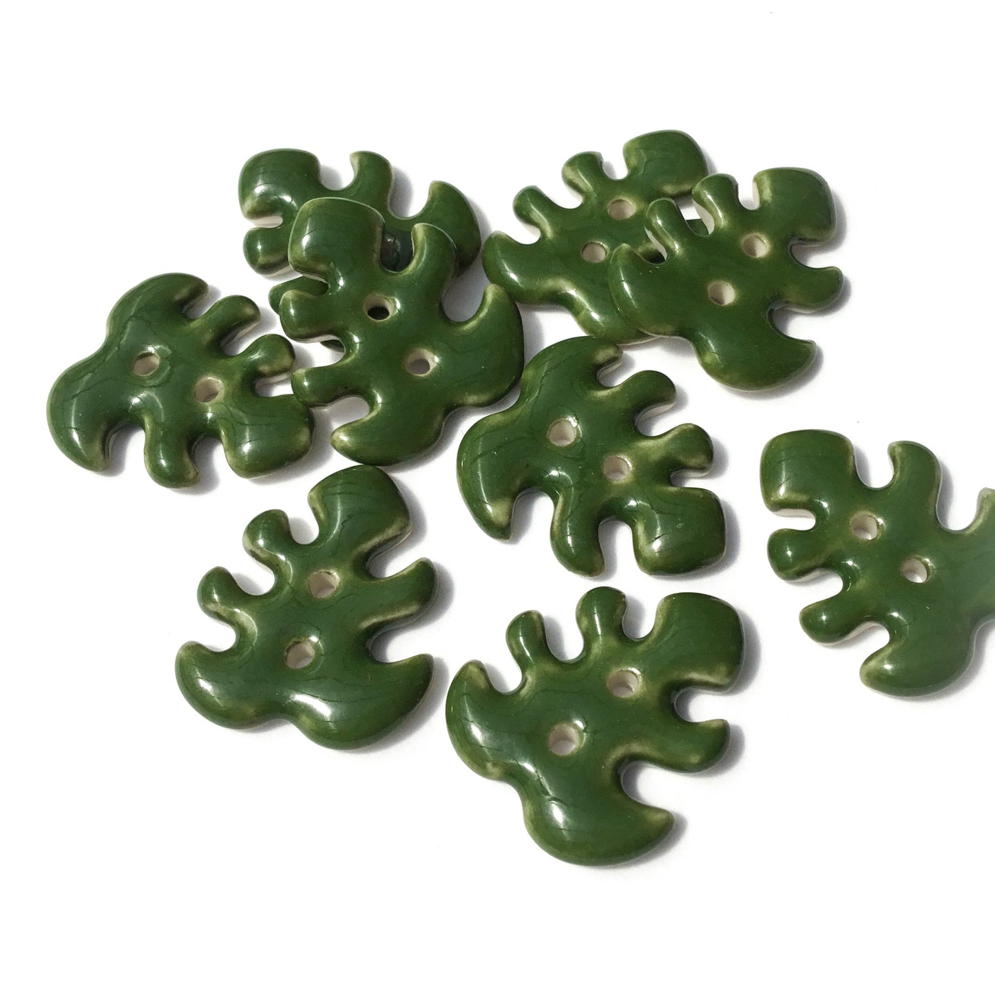 Monstera Leaf Porcelain Buttons  7/8" x 3/4"