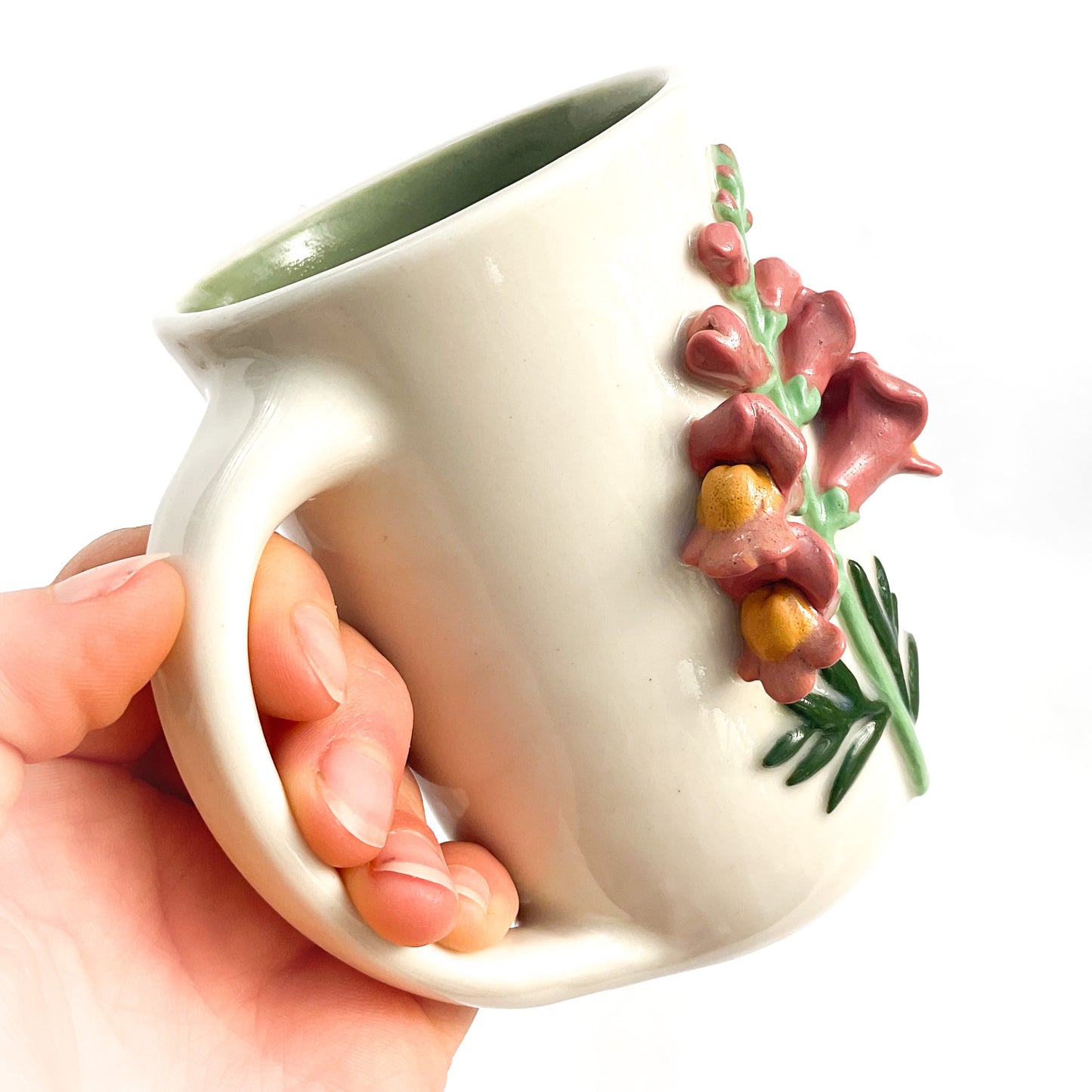 Snapdragon Hand Sculpted Porcelain Mug 10 oz