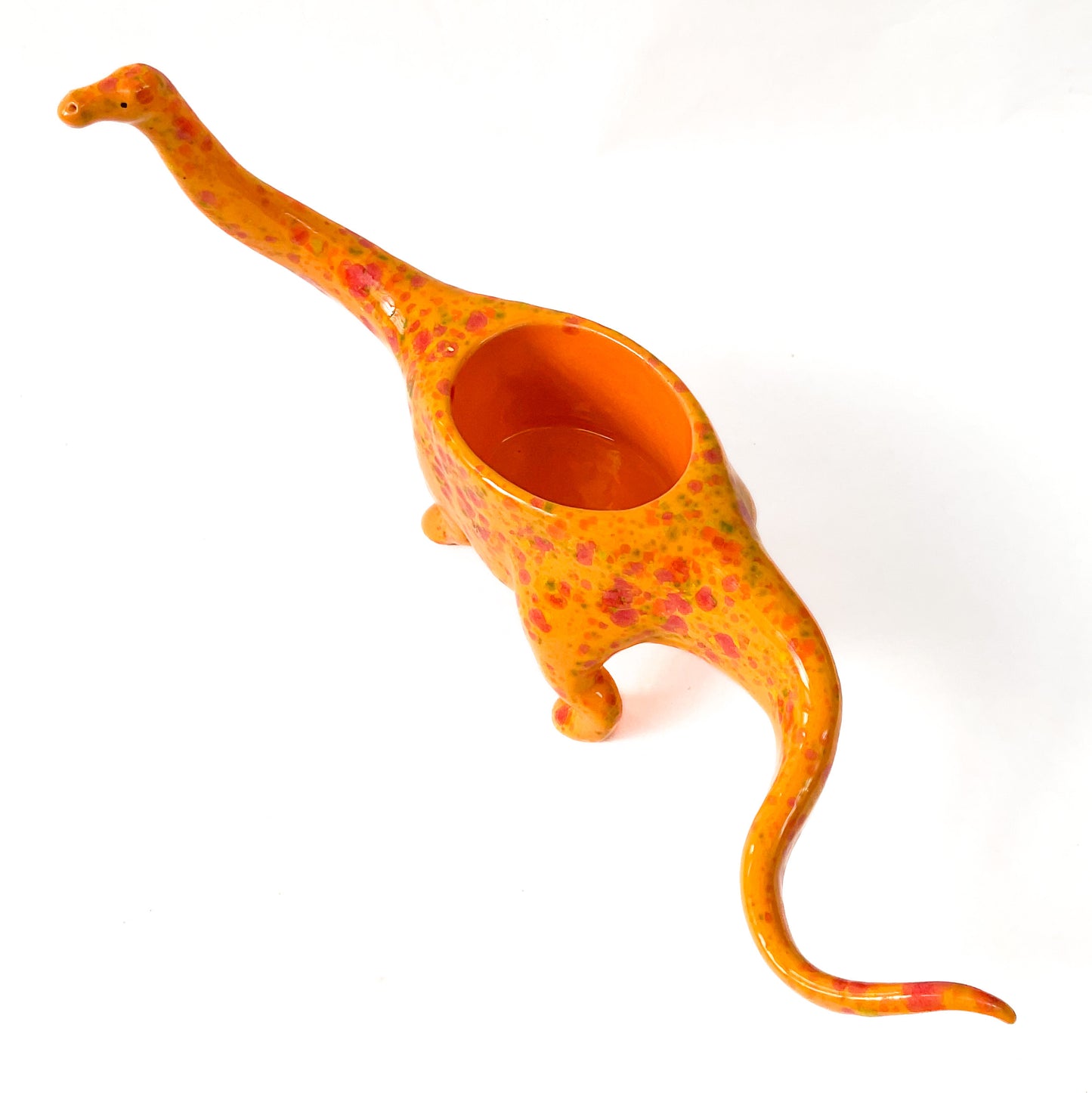 Orange Diplodocus Dinosaur Planter