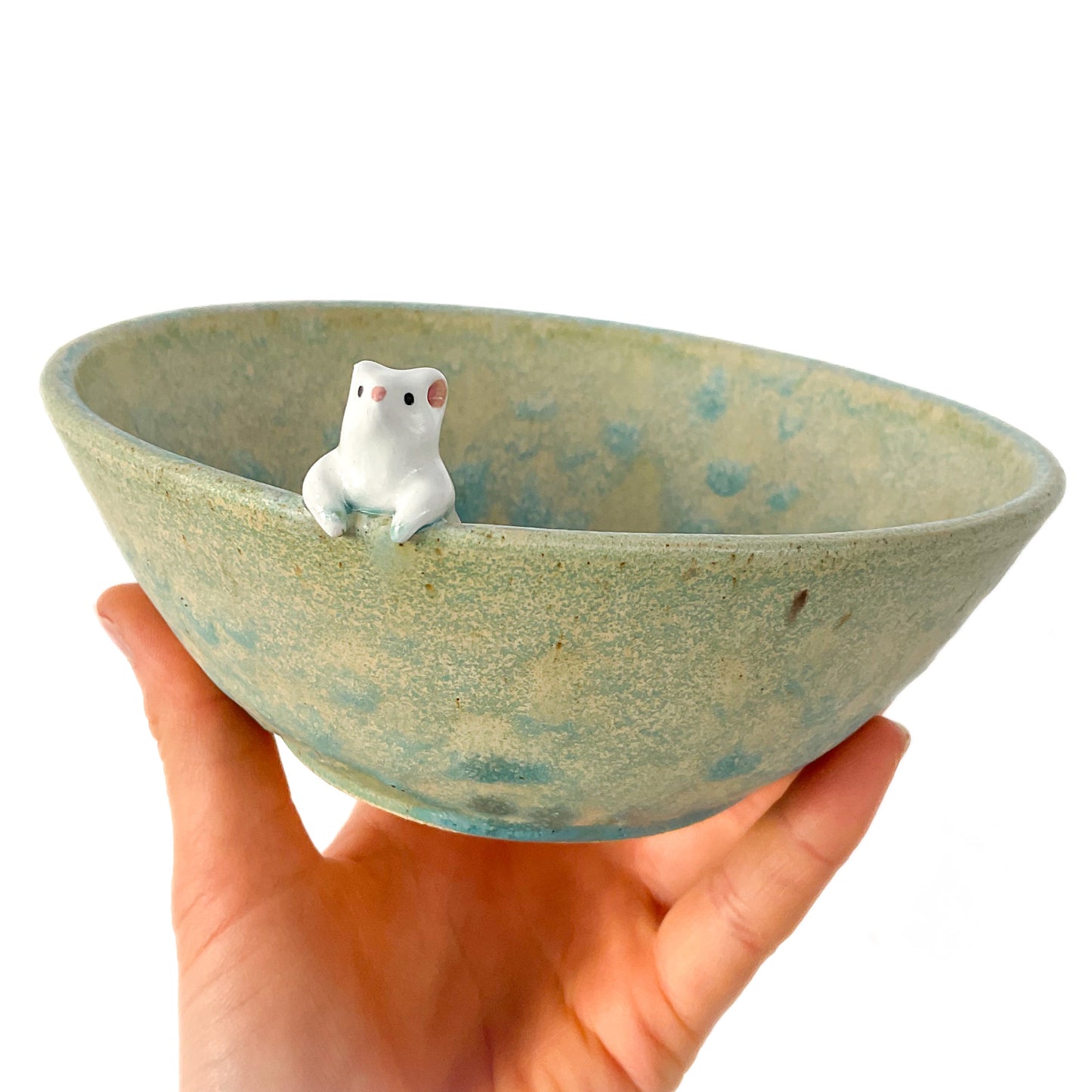 Mouse Hand Sculpted Stoneware Bowl for Decoration