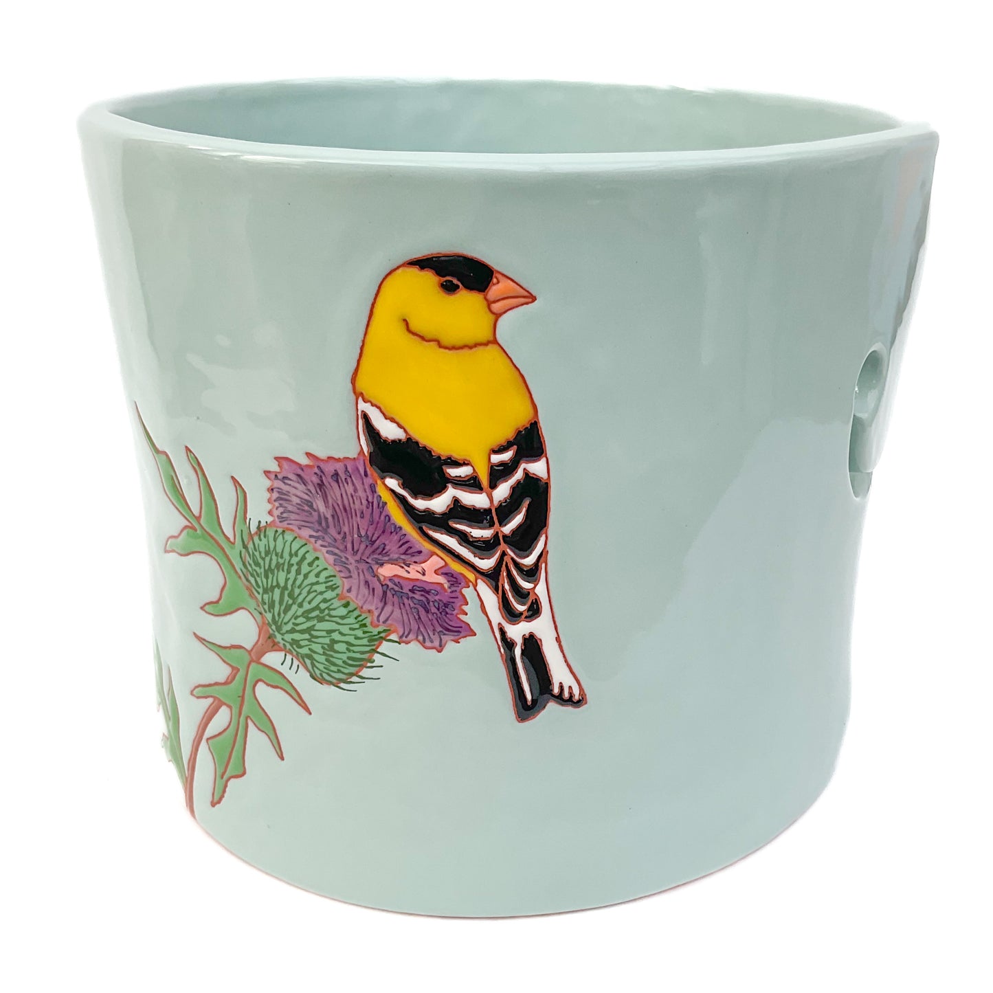 Gold Finch Yarn Bowl - Ceramic Yarn Bowl