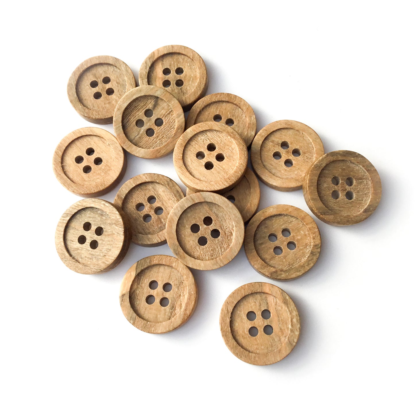 Four Hole Inset Button - Grayed Ash Wood  1"