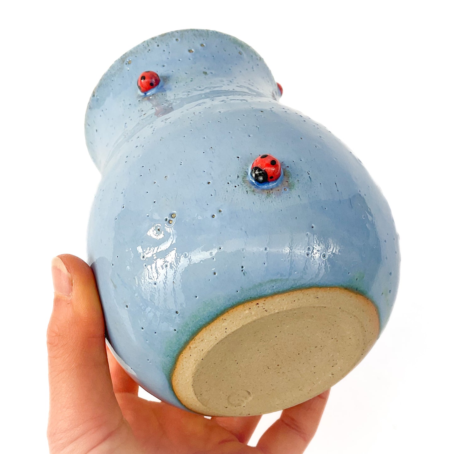 Stoneware Ladybug Vase