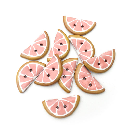 Pink Grapefruit Slice Button - 5/8" x 1 1/4"