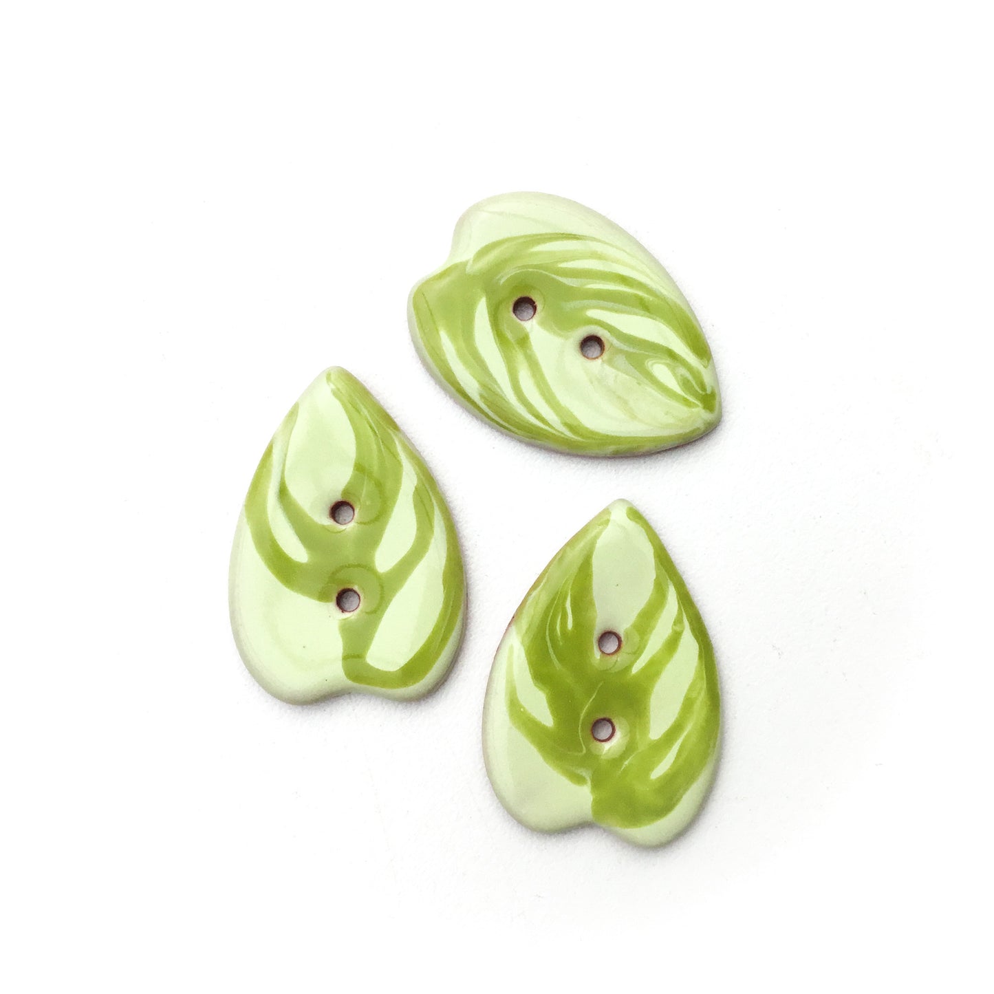 Pothos Leaf Ceramic Buttons  7/8" x 1-1/4"