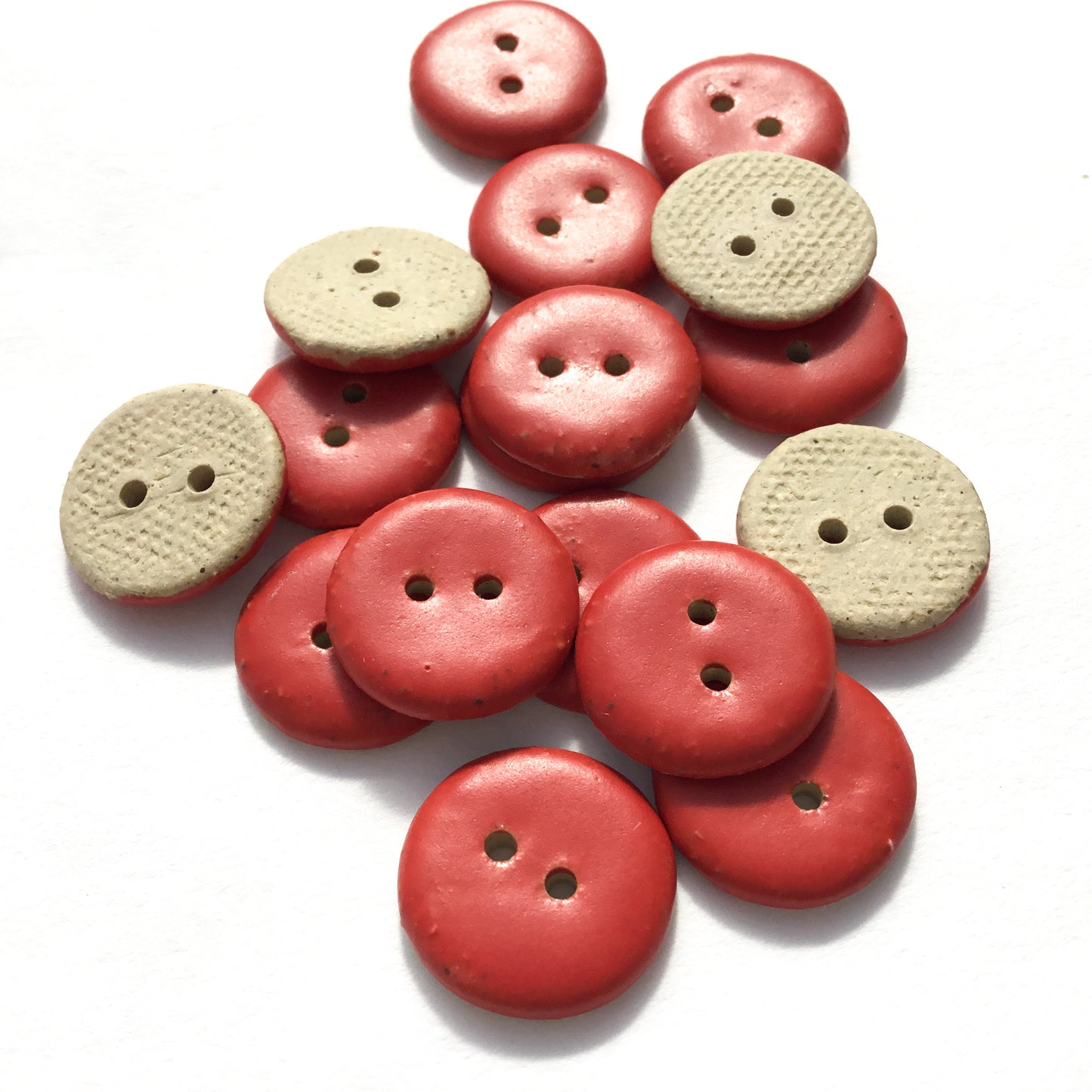 Red Matte Stoneware Buttons  3/4"