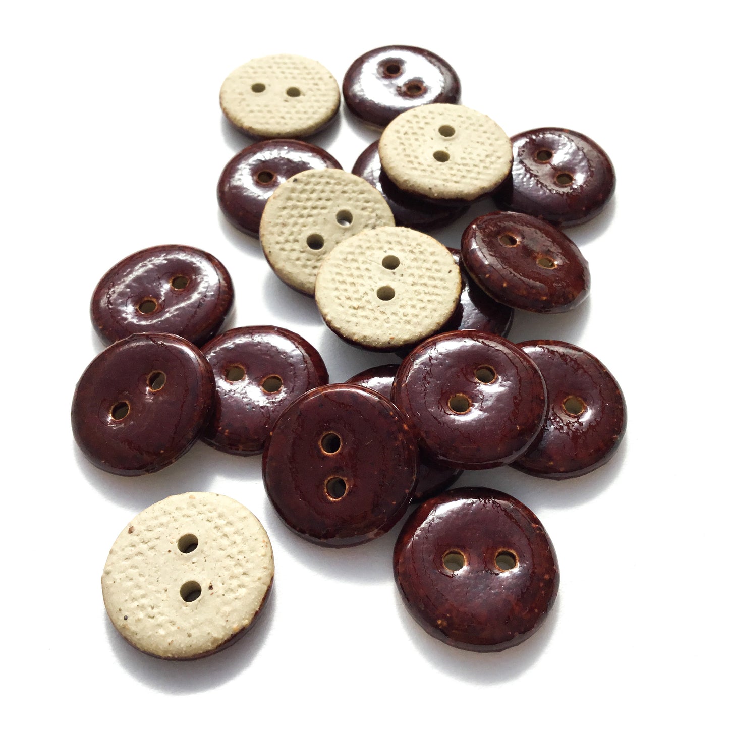 Dark Amber Brown Stoneware Buttons  5/8"