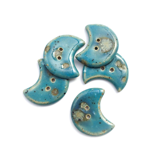 Blue Moon Crescent Stoneware Buttons 1-1/4"