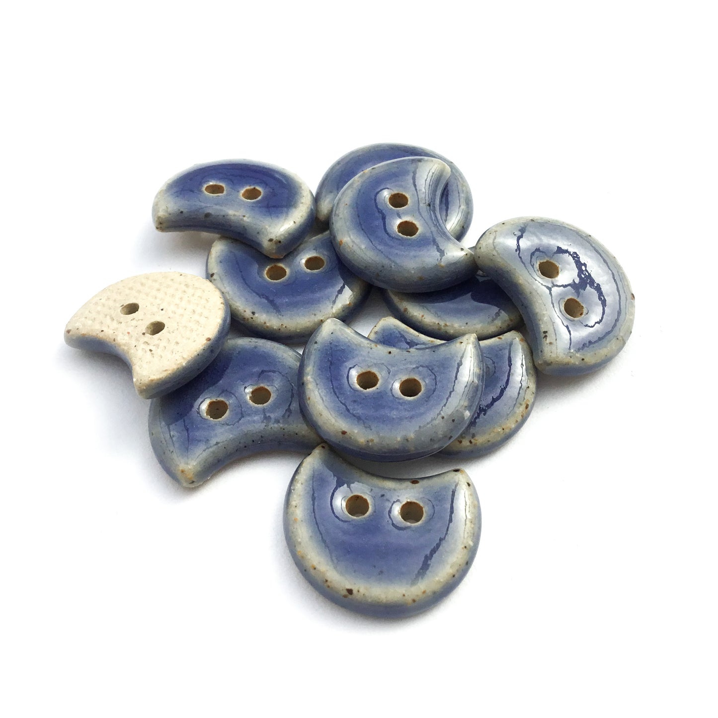 Blue Moon Crescent Stoneware Buttons 3/4"