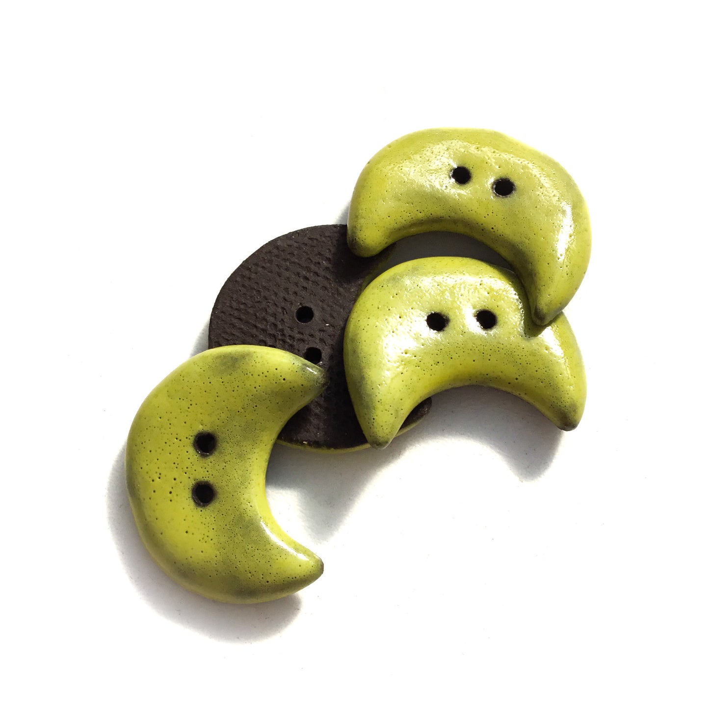 Glowing Moon Crescent Black Clay Buttons 1"