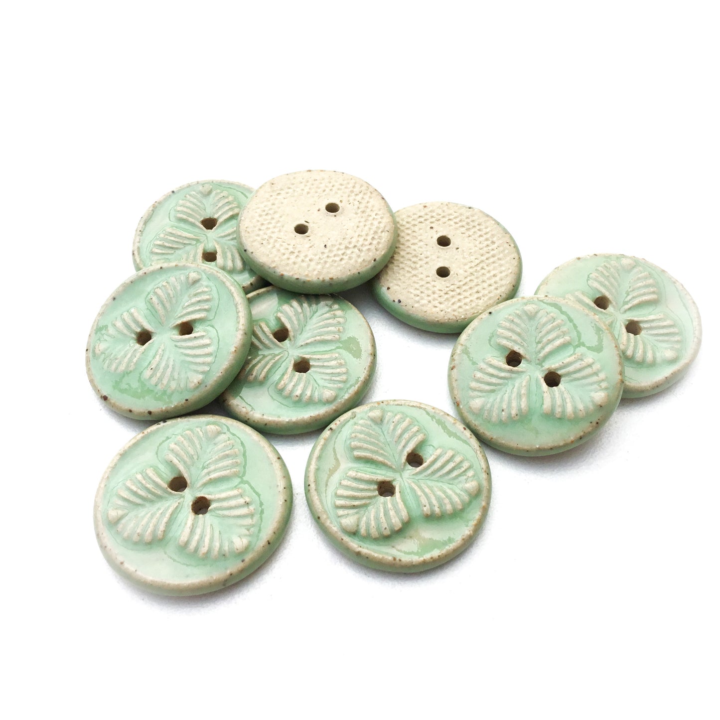 Mint Green 'Trifolium' Stoneware Button  7/8"