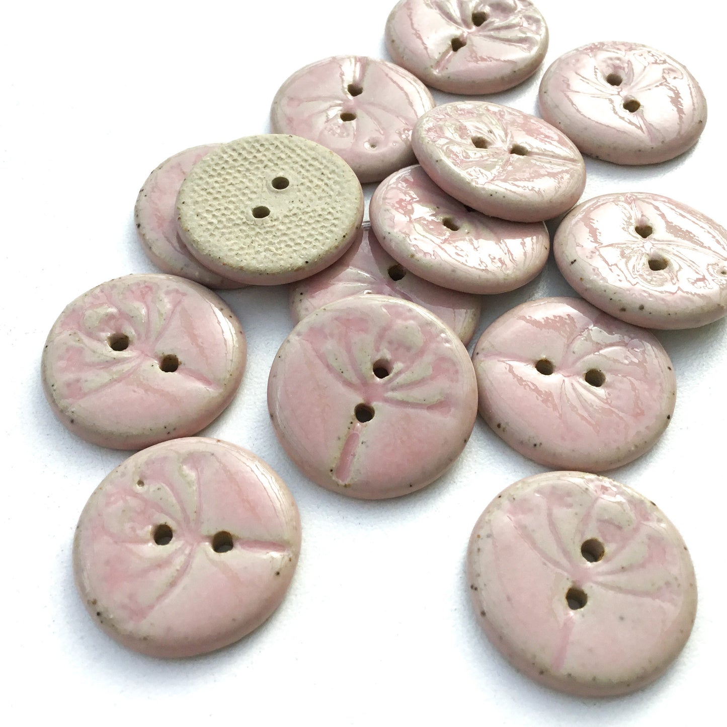 Soft Pink 'Umbel' Stoneware Button  7/8"