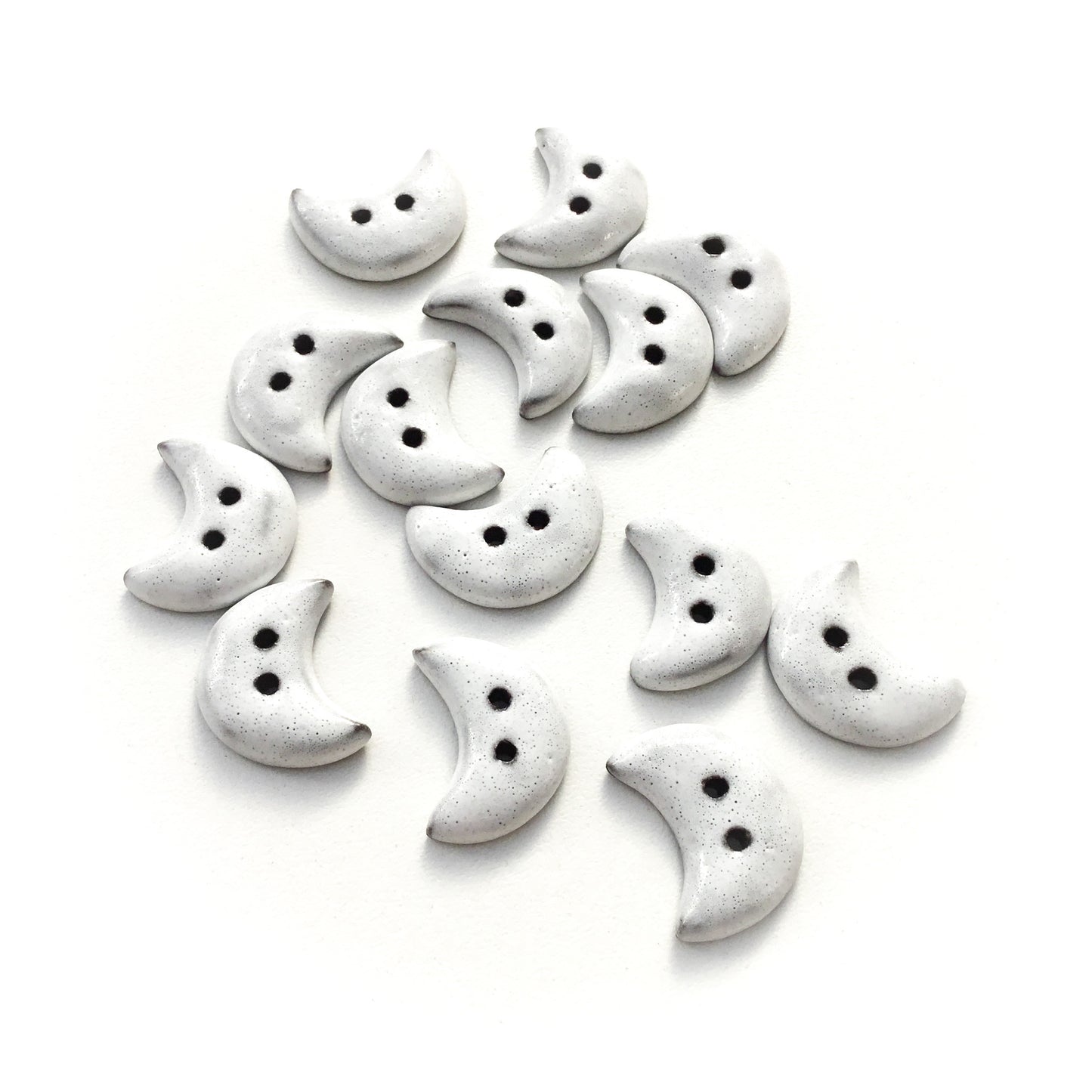 White Textured Moon Crescent Buttons 3/4"