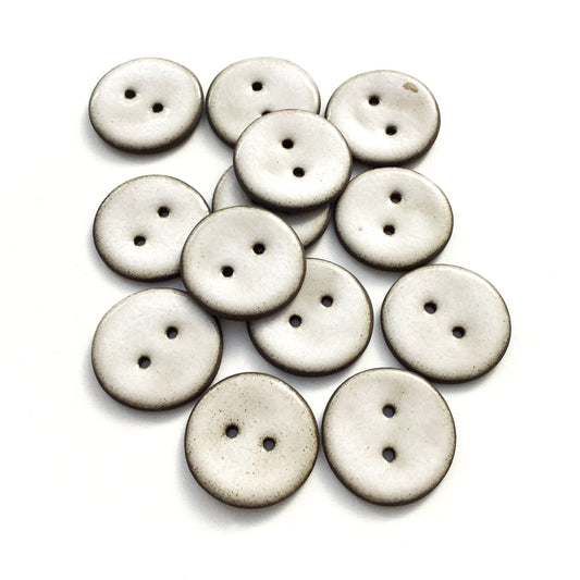 Antique White Black Clay Stoneware Buttons  1-1/16"