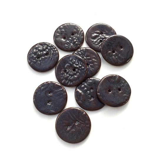 Color of Night 'Paisley' Black Clay Stoneware Buttons  1-1/16"