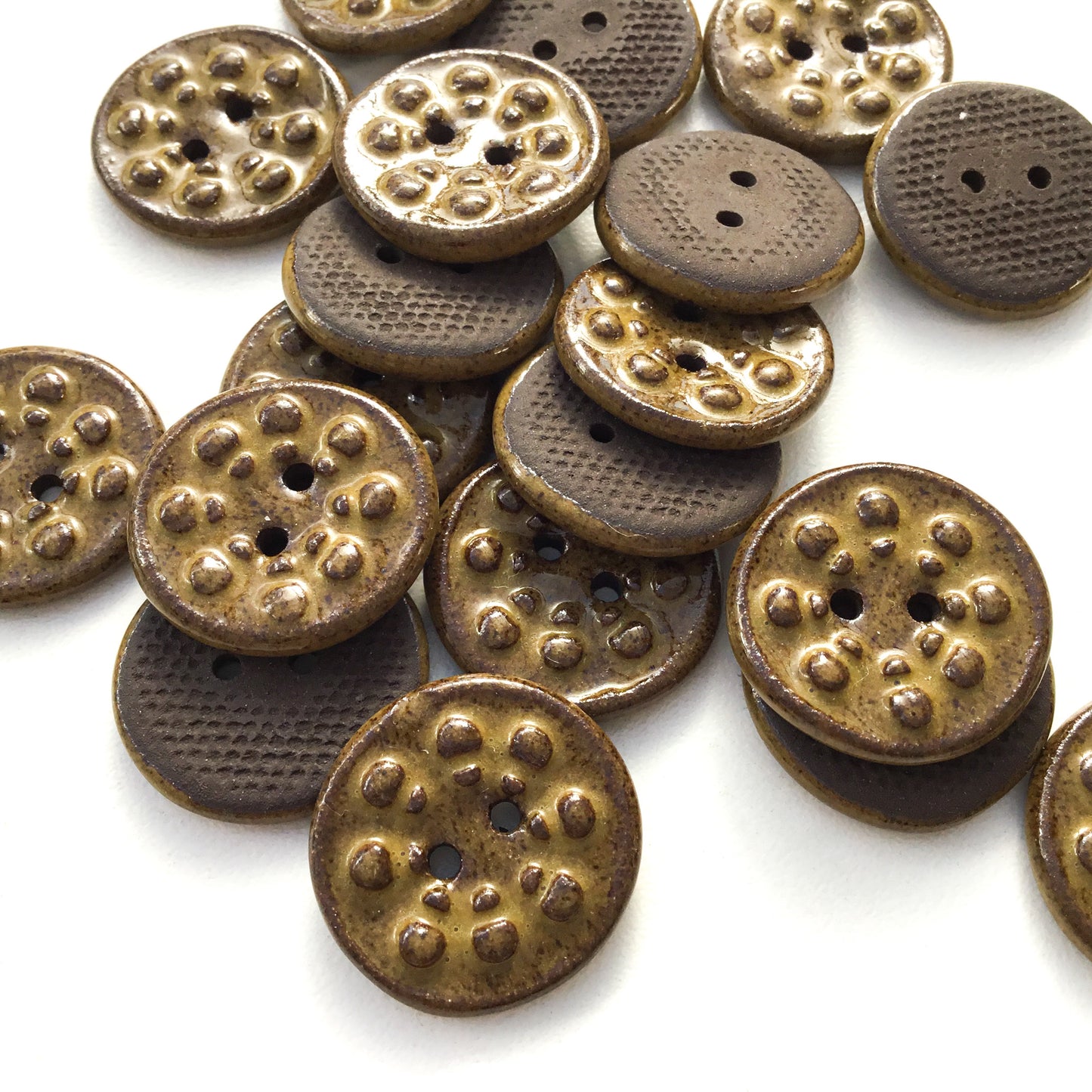Earthy Gold 'Aster' Stoneware Buttons  3/4"
