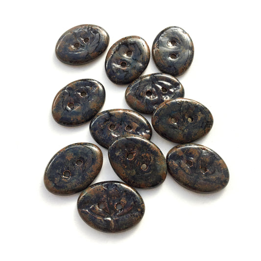 Charred Copper 'Umbel' Stoneware Button  5/8" x 7/8"
