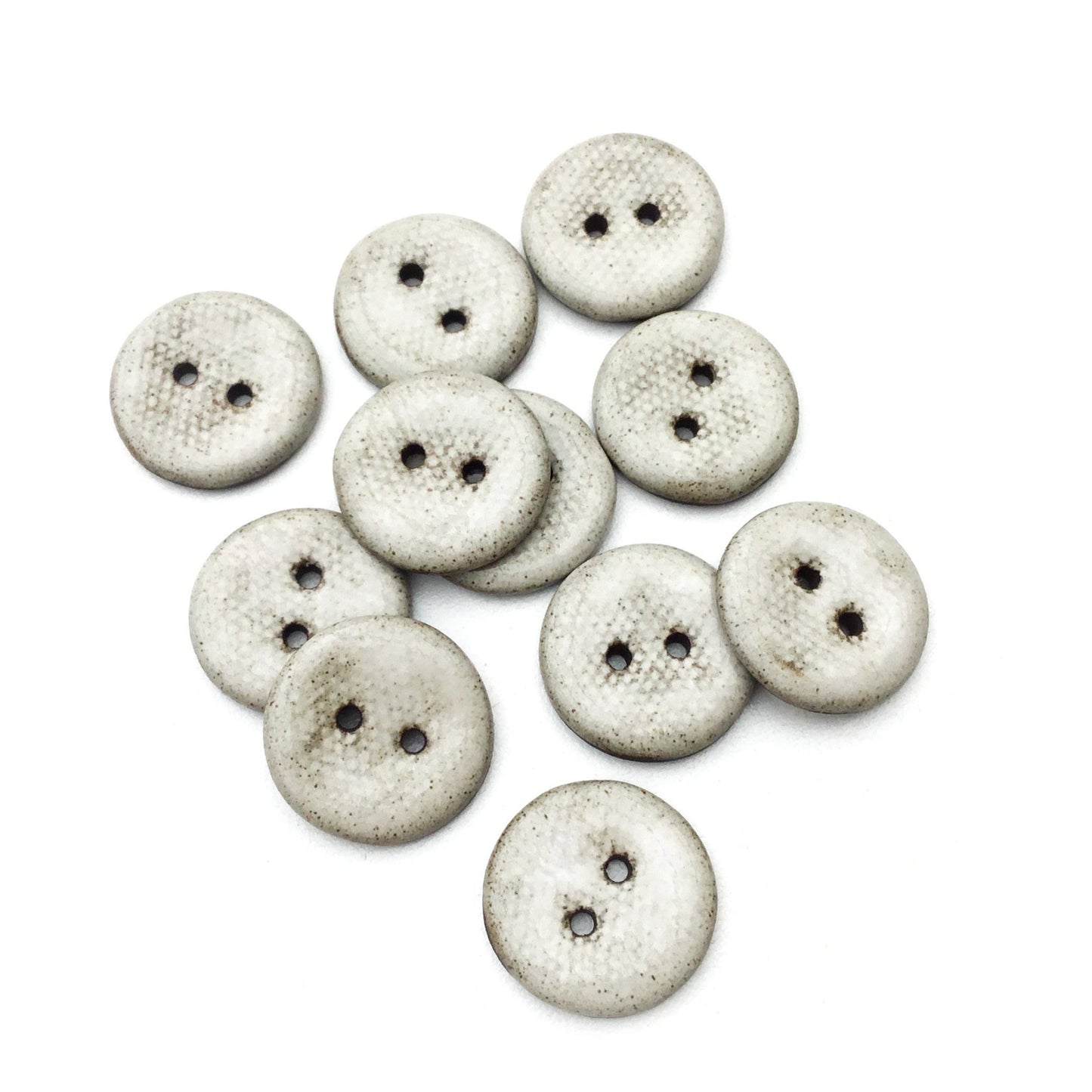 Mottled White Black Clay Button  3/4"