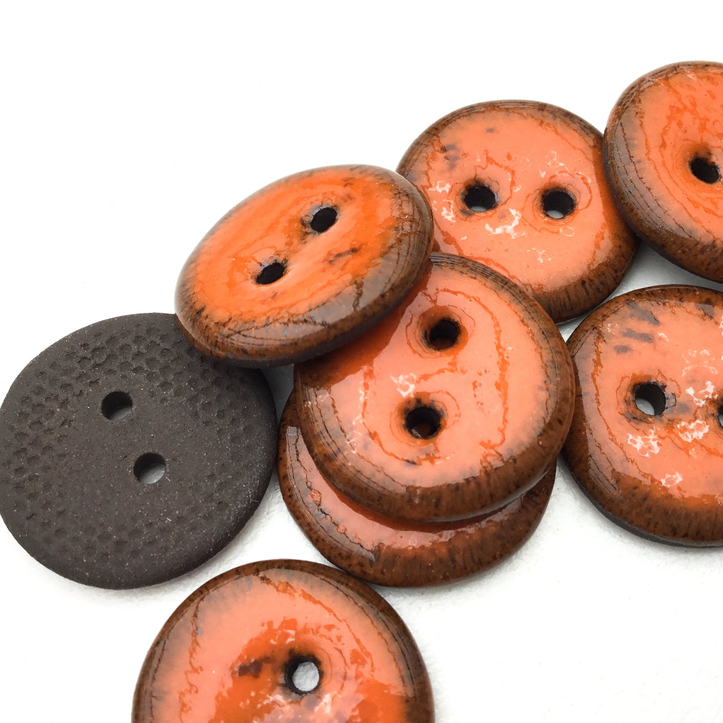Deep Orange Black Clay Buttons 3/4"