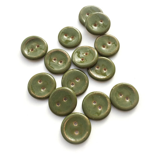 Olive Green Stoneware Buttons  13/16”