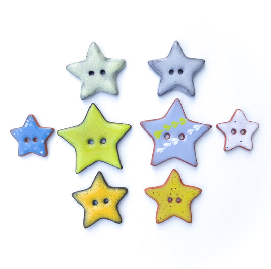 Stars Button Collection: Artisan Ceramic Buttons - Decorative Star Buttons (ws-240)